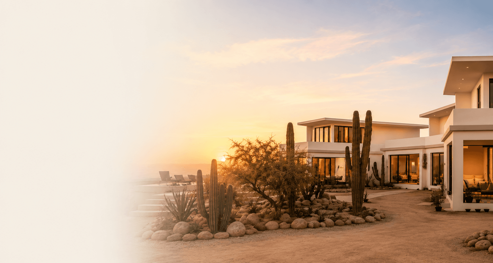 Casa Cochimi outdoor living at sunset